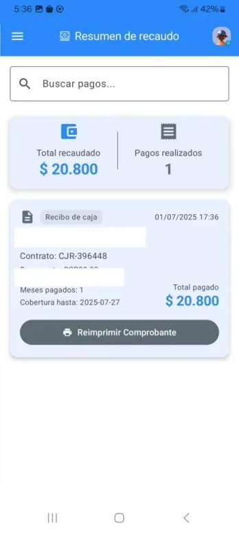 Aplicación móvil de SFUN, vista 4