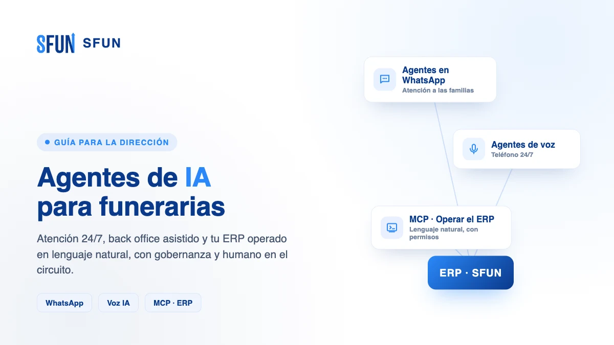 Agentes de IA para funerarias: atención por WhatsApp y voz, MCP para operar el ERP y gobernanza con humano en el circuito
