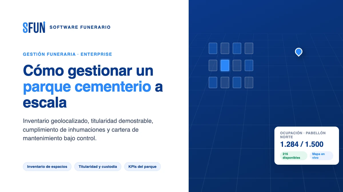 Gestión de un parque cementerio a escala: inventario de espacios, titularidad, cartera de mantenimiento y tecnología